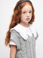Хлопковый жилет вязкой косами для девочек (серый, 158) Sela  фото, kupilegko.ru